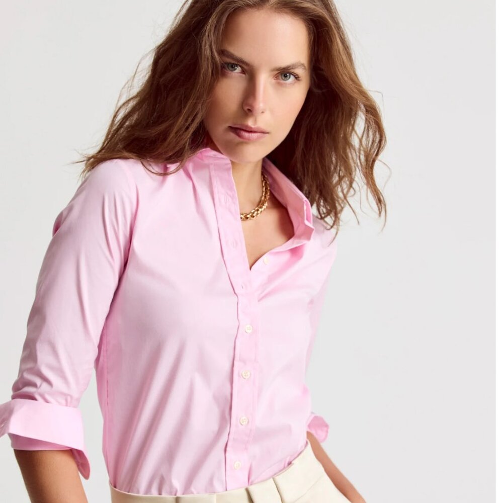 The Shirt by Rochelle Behrens Icon Button Down oxford Light Pink Large L exc